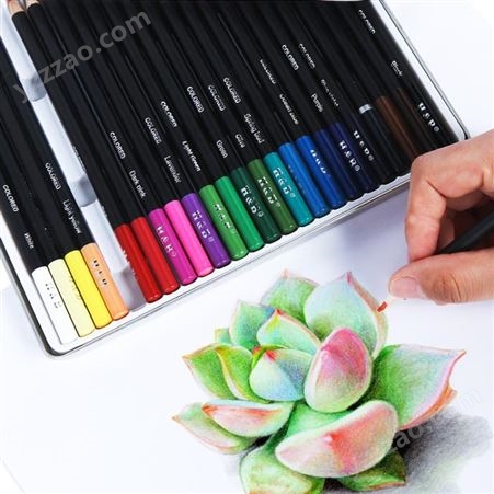 H&B 24色油性彩铅绘画套装建筑人物植物色系跨境美术画笔工具批发