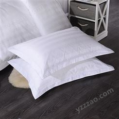 酒店賓館全棉純白加密緞條 白色純棉枕頭套 三公分普通床上用品